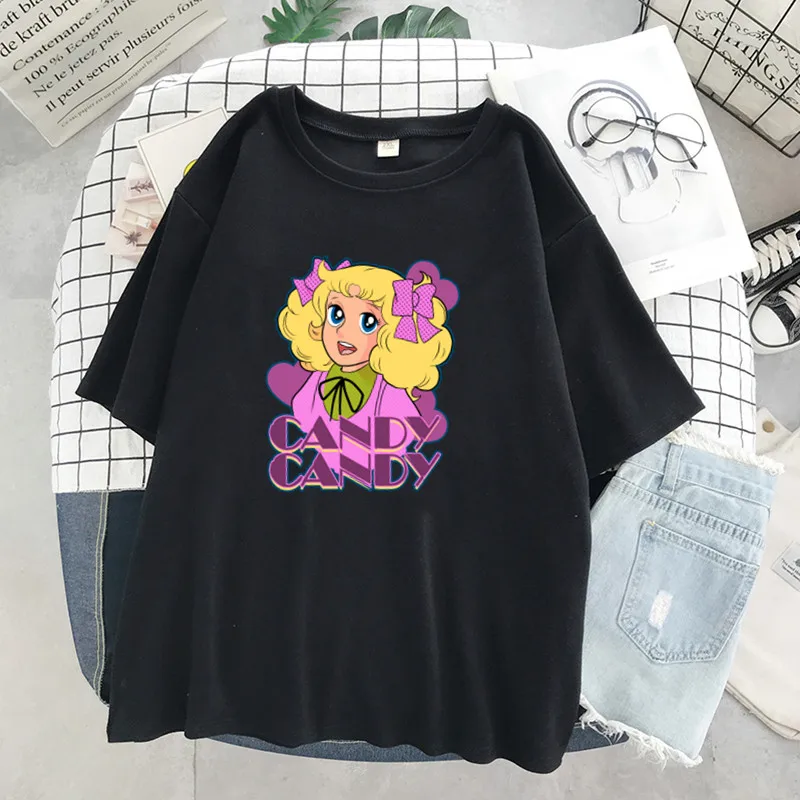 Harajuku manga Candy Klin T shirt candy anime short sleeve grunge oversize tshirt for women balck graphic tee goth clothes shirt