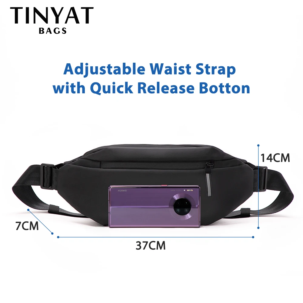 TINYAT Men \'s Chest Bag Anti-thef New Multifunction PU Waist Bag for Sports Male Waterproof Outside Fanny Bag pack Shoulder Bag