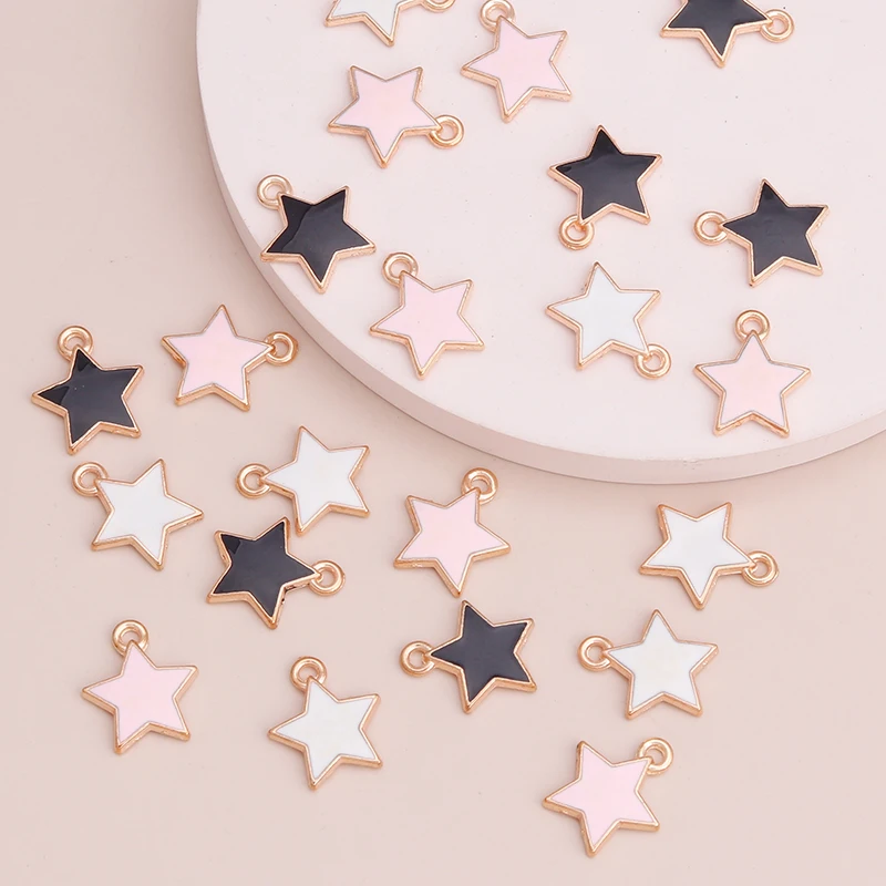 10pcs 13x13mm Enamel Stars Pendants Jewelry for Charms DIY Making Bracelets Crafting Earrings Necklaces Beads Accessories