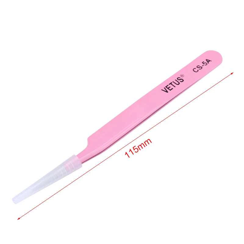 Original VETUS Precision Tweezers CS-11 CS-12 CS-15 CS-5A Pink Stainless Steel Curved Straight Tip Forceps for Phone Repair Tool