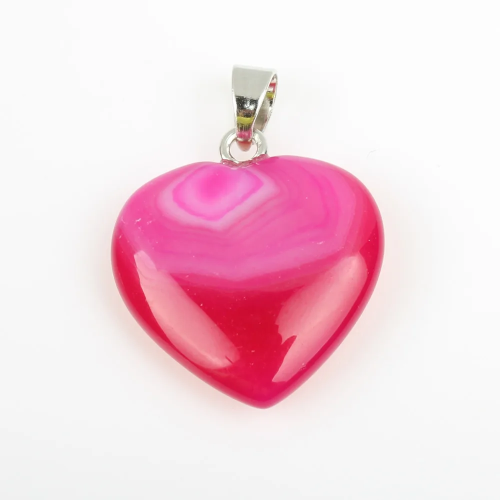 5Pcs/Pack Natural Stone Semi-precious Pendants Heart Shape 10 Colors Handmade DIY Necklace Jewelry Accessories 20*22*6mm Size