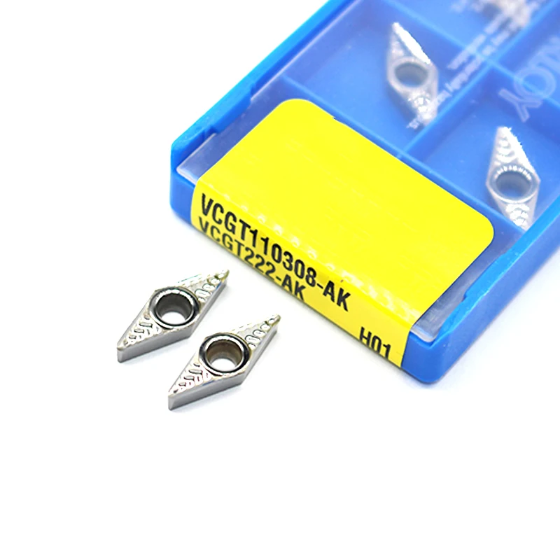 10 PCS VCGT110302 AK H01 เครื่องกลึงใส่อลูมิเนียมแทรก VCGT110304 เปลี่ยนแทรกสำหรับภายใน CNC toolholder มีดใบมีด