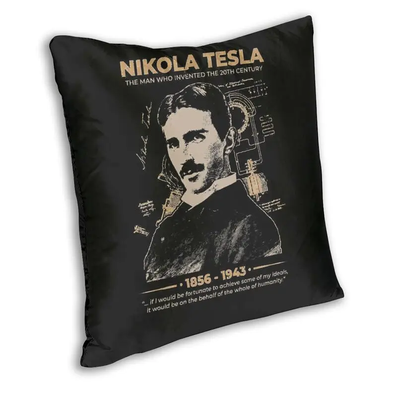 Nikola Tesla Cushion Covers Sofa Decoration Scientists Subject Inventor Physics Science Square Pillow Case 40x40cm