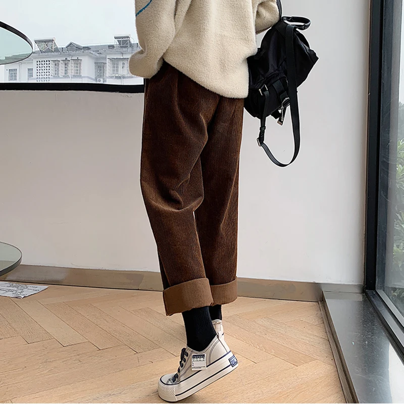 Spring Autumn Women Corduroy Pant Fashion High Waist Female Straight Pants Streetwear Casual Women Trousers 2023 S-XXL