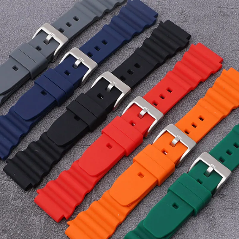 20mm 22mm Silicone Strap For Seiko SKX007 SRP777J1 CITIZEN Diving Sport Waterproof Wrist Band Bracelet Smart Watchband For Casio