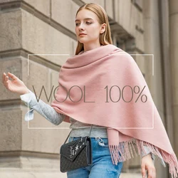 Bufanda de lana para invierno, chal a la moda para mujer, bufandas sólidas para adultos, chales y chales de lujo para otoño, Poncho, bufandas para mujer, envoltura Unisex