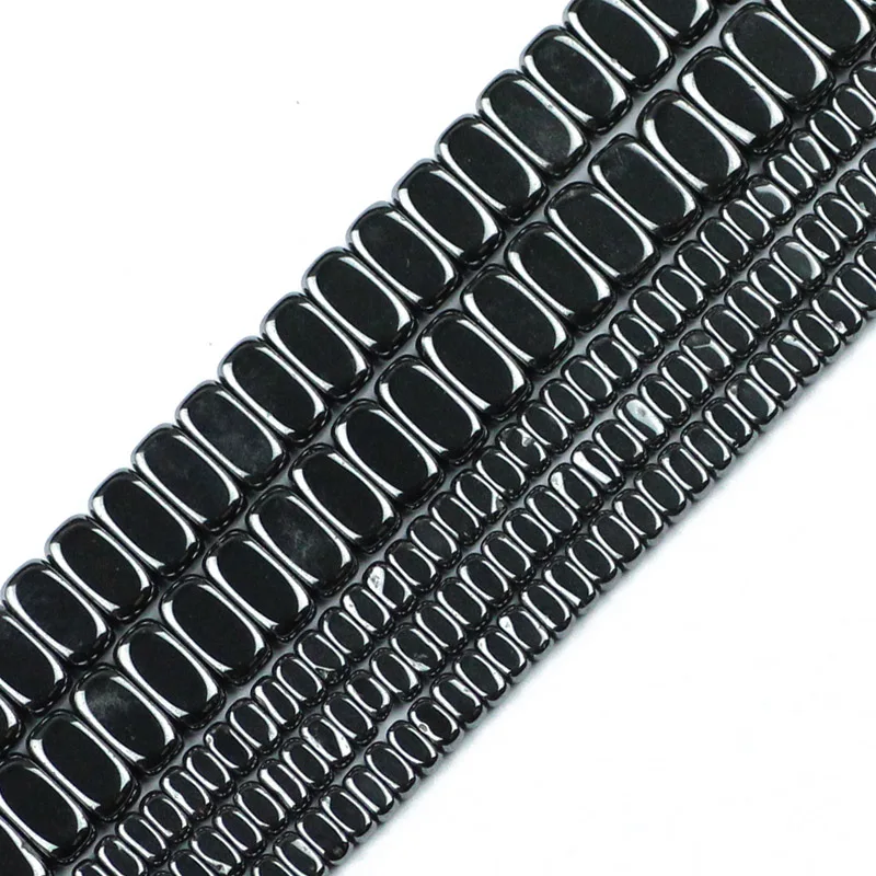 4x2/8x4mm flaches Rechteck schwarzer Hämatit Naturstein Quader abstands halter lose Perlen für Schmuck Armbänder machen DIY Zubehör