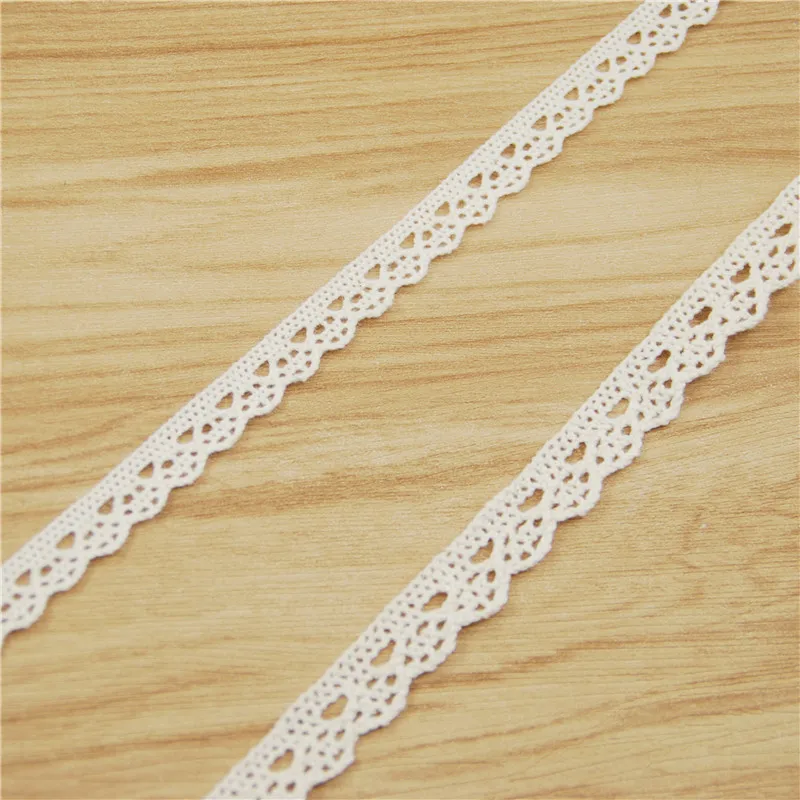 FASMILEY 10-12mm Cotton Lace Trim Applique Ivory Net Lace Ribbon 100 Yards DIY Fabric Trimmings for Home Decor And Crafting LC00