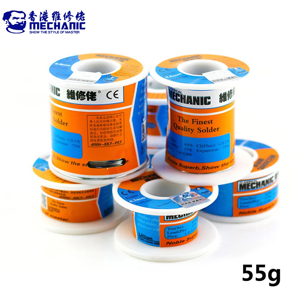 

MECHANIC Rosin Core Solder Wire 55g Sn63% Pb37% 0.3/0.5/0.6/0.8/1.0mm Low Melting Point Welding Tin Wire BGA SMT Soldering Tools