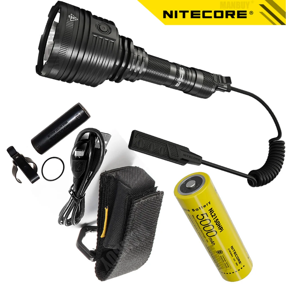 

Genuine Nitecore P30i Flashlight Aluminum Alloy Waterproof Search Torch +5000mAh 21700 Rechargeable Battery+ Rsw2i Remote Boxset