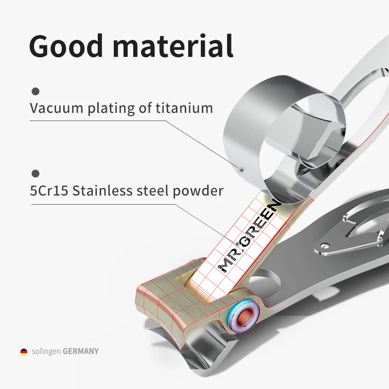 MR.GREEN 스테인리스 스틸 손톱깎이, 넓게 벌어지는 매니큐어 손톱 커터, 두껍고 단단한 내성 발톱 가위 도구
