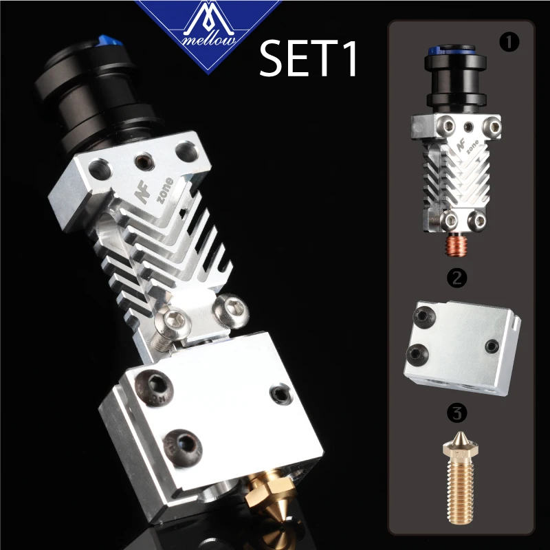 Mellow 3D Printer NF Zone-Volcano Heater Block Kit  V6 J-head Hotend with Cooling Fan For Bowden Extruder V6 Volcano Nozzle