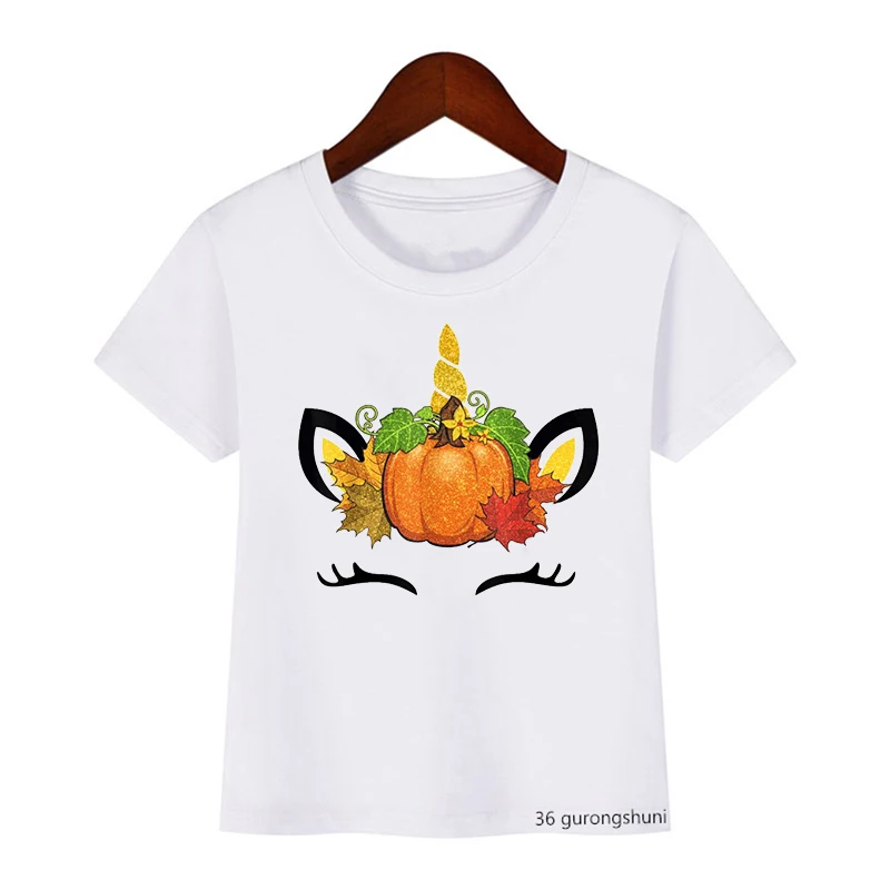 

Newly children’s t-shirts funny unicorn halloween pumpkin print for kids halloween costume fashion boys/ girls universal tshirts