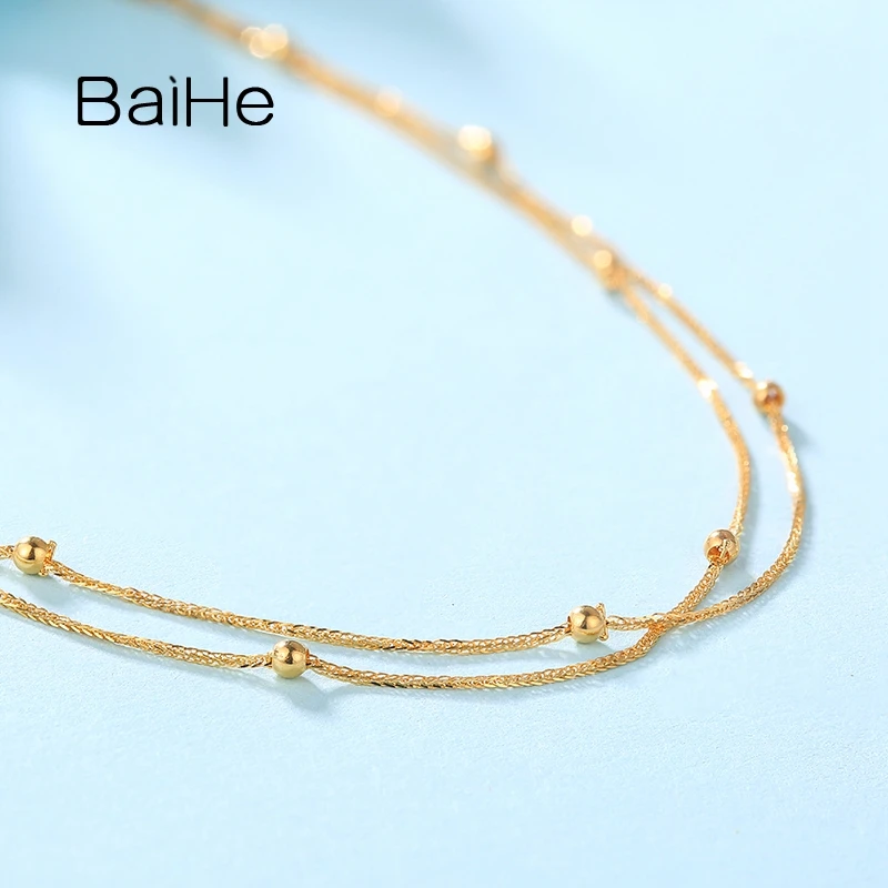 BAIHE Solid 18K Yellow Gold Bead Bracelet Simple Trendy Fine Jewelry Daily Wear Bracelet Lady браслет Party Pulsera Armband