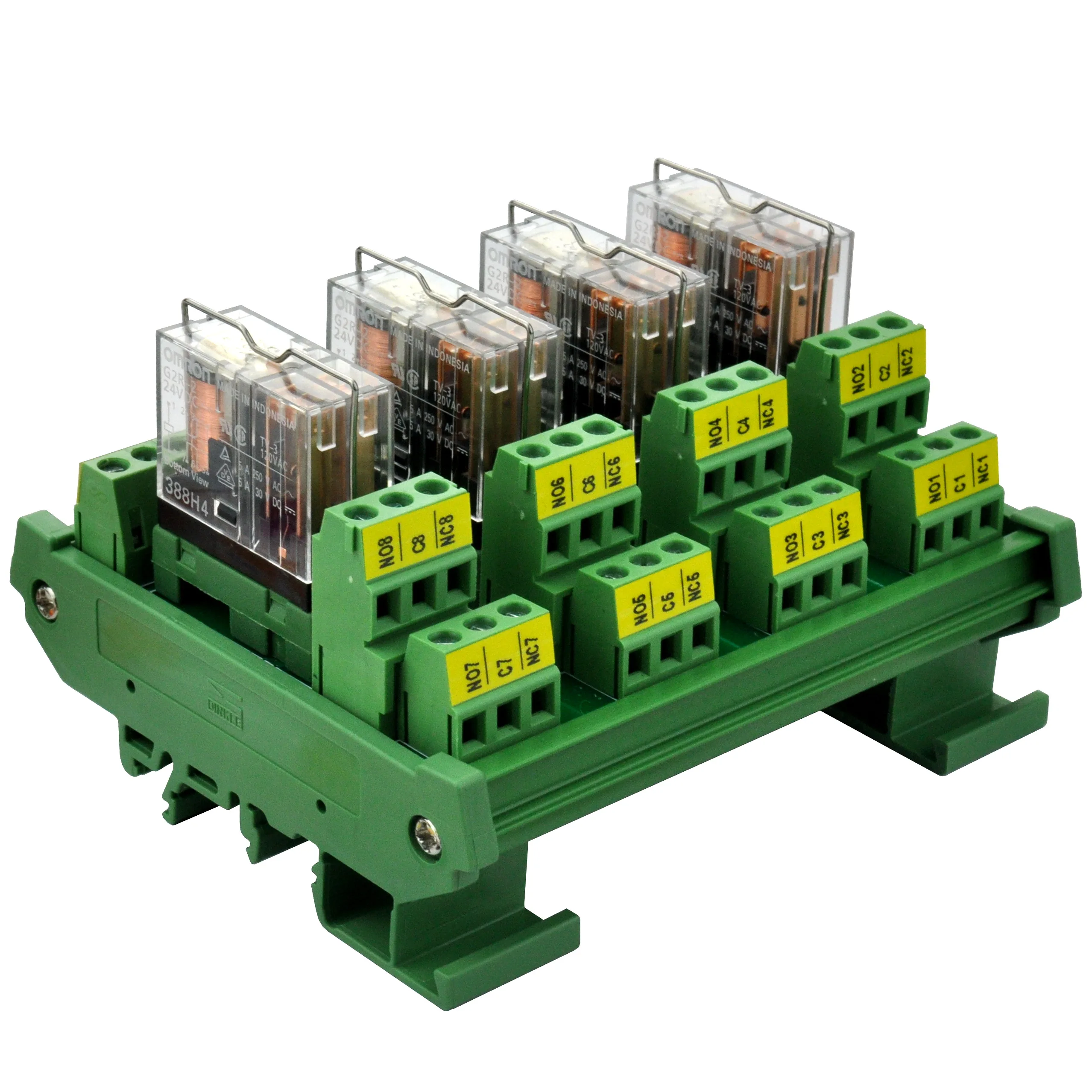 

ELECTRONICS-SALON DIN Rail Mount AC/DC 24V Control 4 DPDT 5Amp Pluggable Power Relay Interface Module.