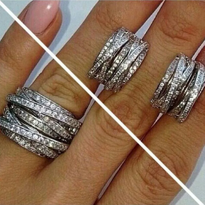 Luxury 10kt gold 925 silver Ring Fashion with pave Simulated diamond Compatible Fit Rings for European Women men Tow style