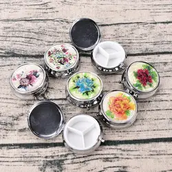 1PCS Medicine Organizer Portable Pill Box Makeup Storage Container Folding Pill Case Metal Pill Cutte