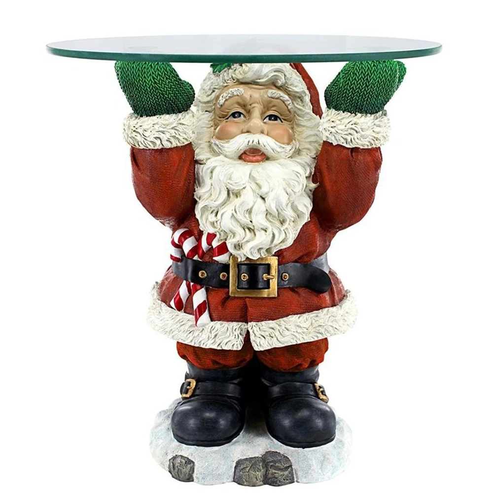 Santa Treats Holder Fruit Plate Christmas Desktop Ornament Resin Santa Claus Crafts Sculptures Party Table Food Tray Decoration