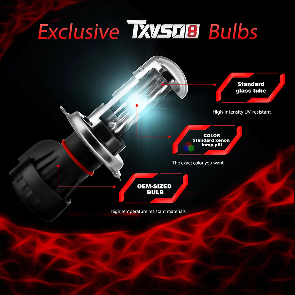 TXVSO8 Universal H4 Xenon Kit 12V HB2 Car Headlights Bulbs 55W 9003 HID Lamps 3000K 4300K 5000K 6000K 8000K 10000K 12000K Lights