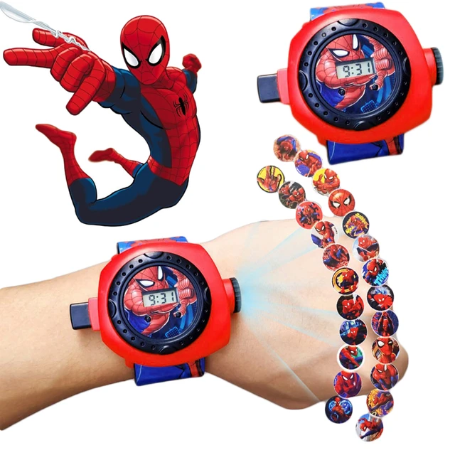 Reloj digital con patron de proyeccion 3D para nino y nina cronografo electronico LED de Spiderman Capitan America Big Hero 6 20 modos