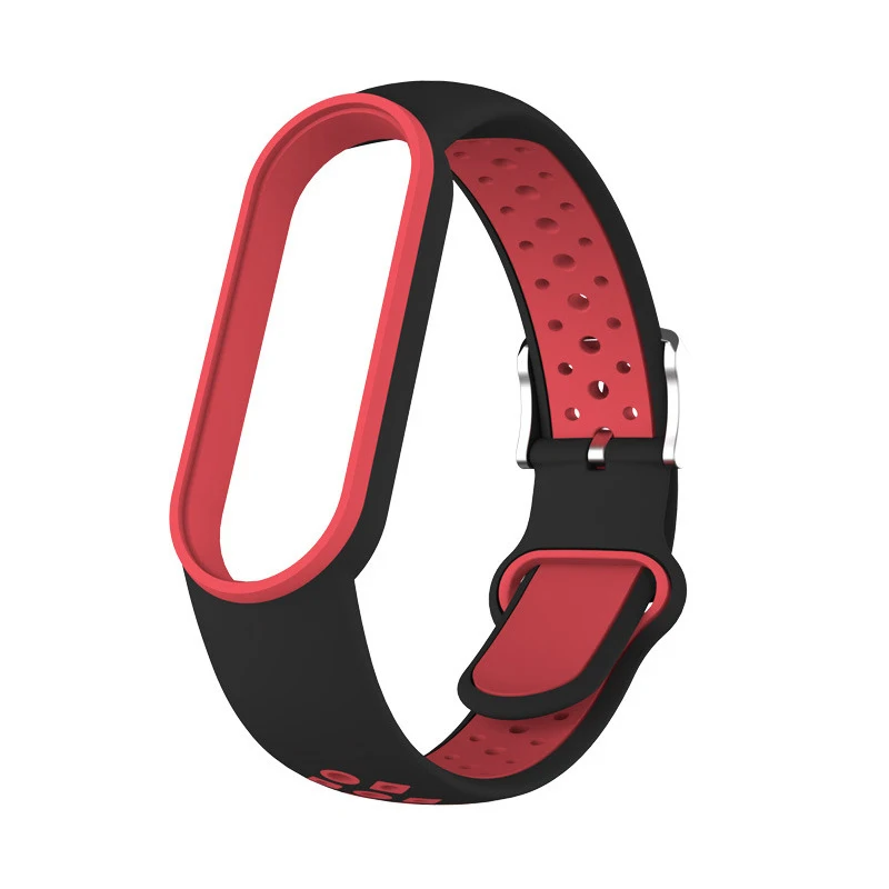 Belt For Xiaomi Mi Band 5 6 Two-color Silicone Bracelet Sport Breathable Strap For Miband 5 Miband7 Replacement Wristband