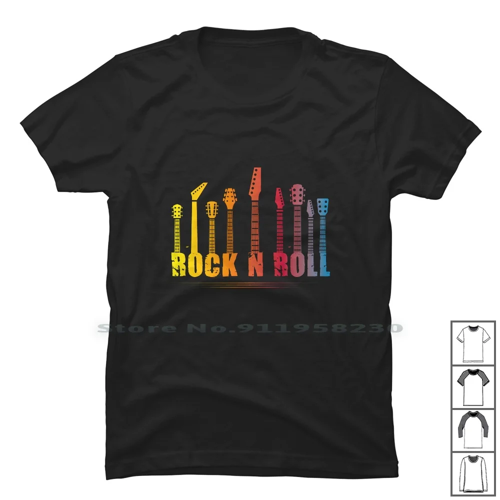 Rock N Roll T Shirt 100% Cotton Rock Guitar Musician Guitar Music List Ian St Music