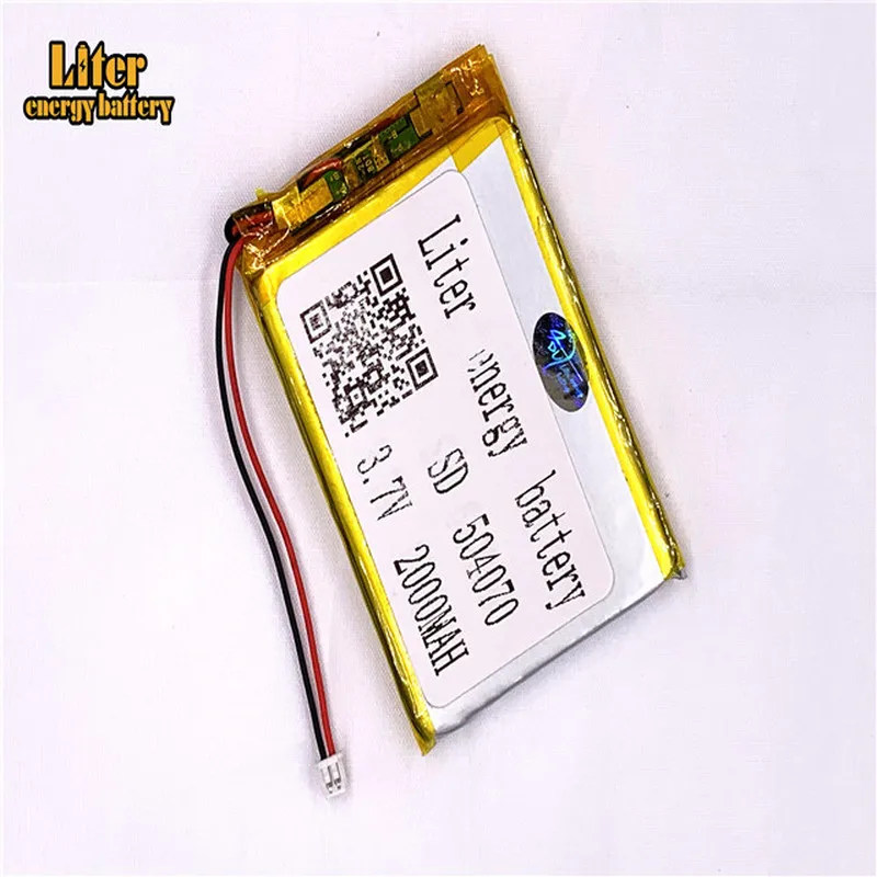 1.25MM 2pin connector Lithium Battery 3.7V 504070 2000mah Lithium Polymer Li-Po Rechargeable Battery