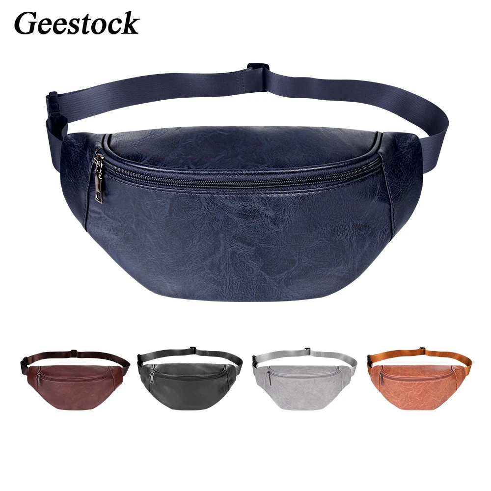 Geestock Mode Taille Tas Casual Hip Bum Bag Lederen Heuptasje Mannen Vrouwen Waterdichte Borst Bag Phone Pouch Voor Outdoor sport