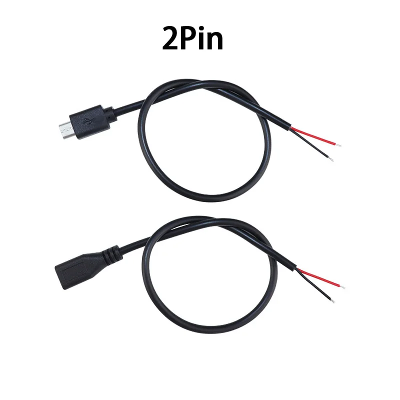 2Pin 4Pin Micro USB męskie/żeńskie typu otwartego na kabel USB 2 rdzeń kabel do ładowania