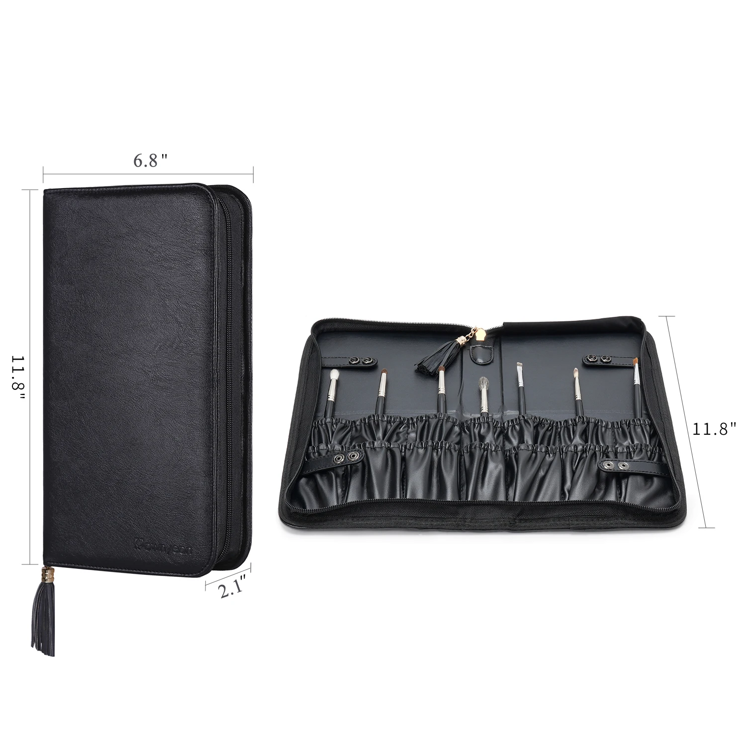 Rownyeon Makeup Brush Organizer Bag Brushes Holder Professional Makeup Brush Set Organizer Black(Brush Case Only)