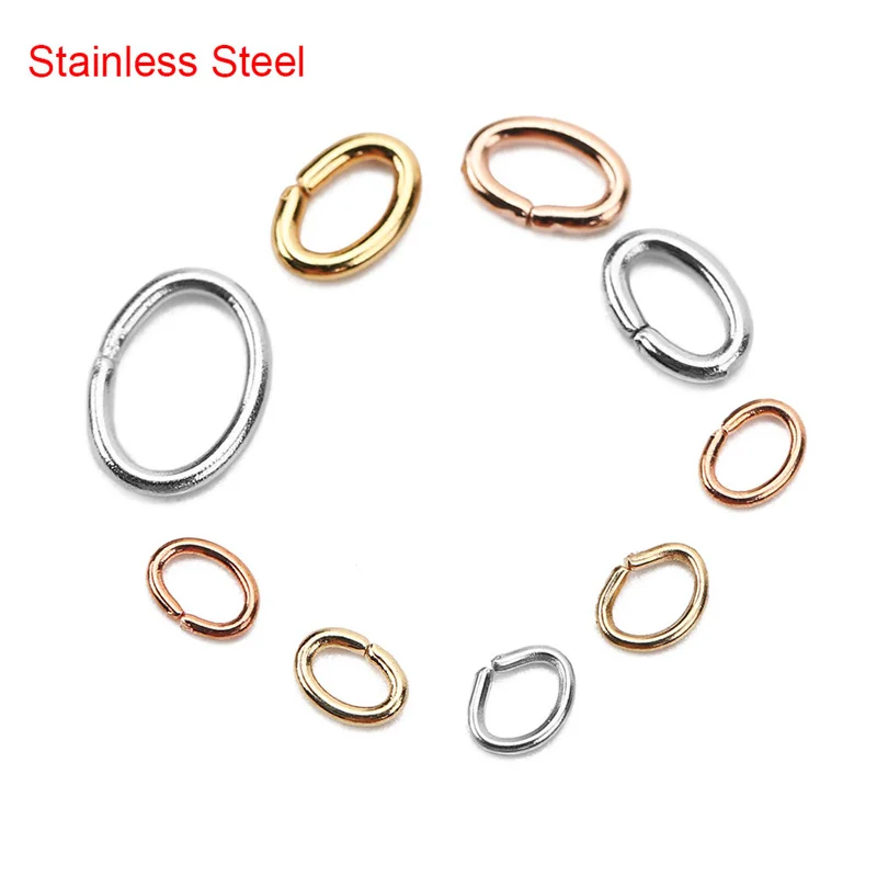 100pcs Oval Strong Stainless Steel Split Jump Rings 3*4/4*6/6*8m Necklace Connectors For Diy Jewelry Making Bracelet Accessories