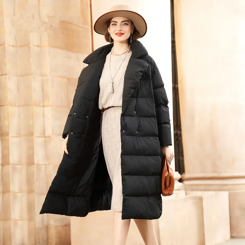 Winter 7XL fashion oversize 90% White Duck down coat female X-Long Down Warm Jacket double breasted thick warm Parkas F193