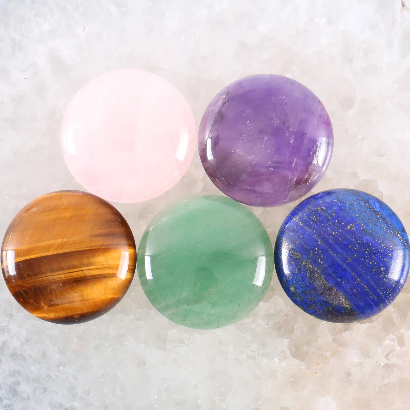 30MM Round Cabochon Natural Stone Blue Lapis No Drilled Hole Bead 2Pcs/Lot