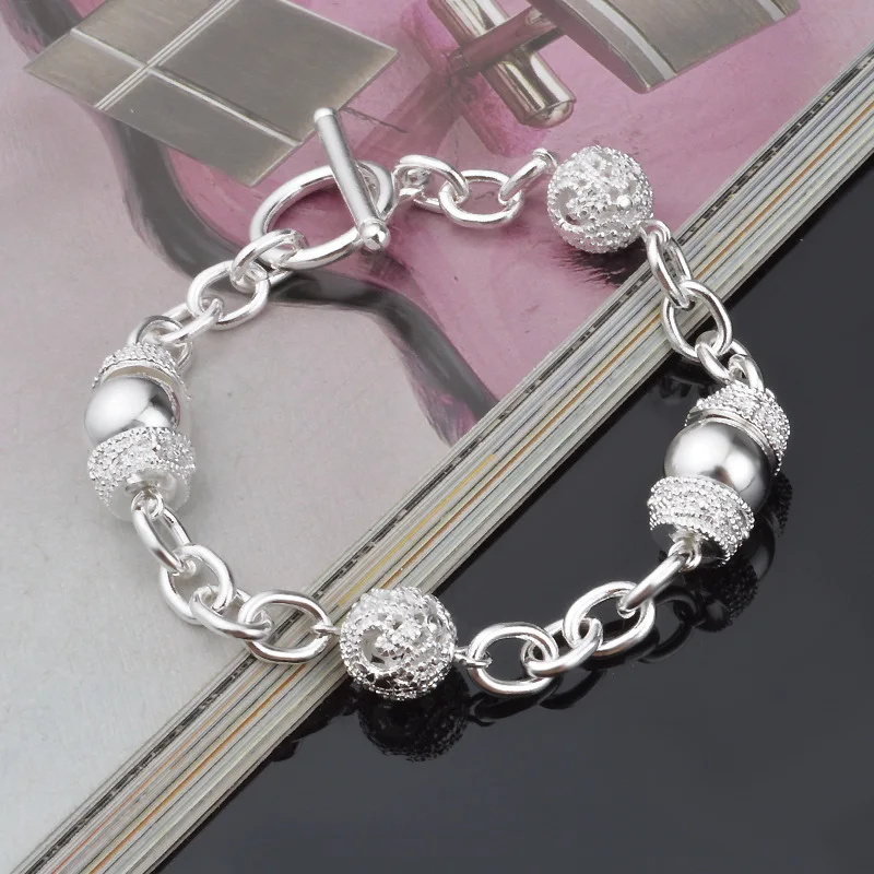 Fine noble ball charms silver plated bracelets for women wedding high quality fashion jewelry Christmas gifts LH017