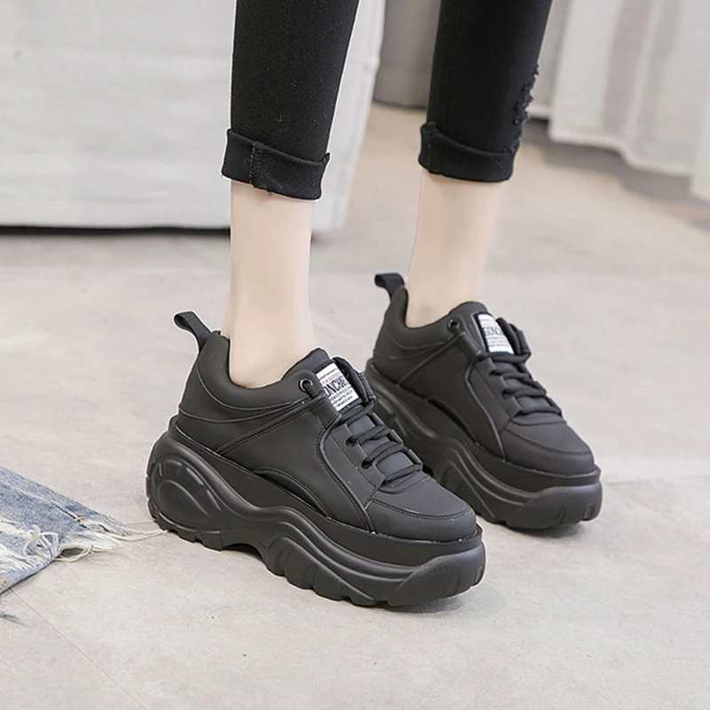 Woman Shoes High Platform Sneakers 2021 Spring Female Shoes Casual Black/White Sneakers For Women Breathable Woman Chunky Shoe