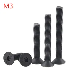 20PCS M3x6 8 10 12 16 20 25 30 35 Hexagon Socket Flat Countersunk Head Screw Carbon Steel Hex Socket Bolts Machine Screw DIN7991