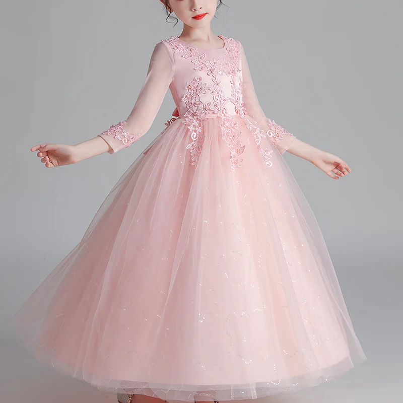 Kinderen Jurken Voor Meisjes Wedding Party Japon Flower Gown Prinses Avond Zomer Kinderen Mesh Mouwen Jurk