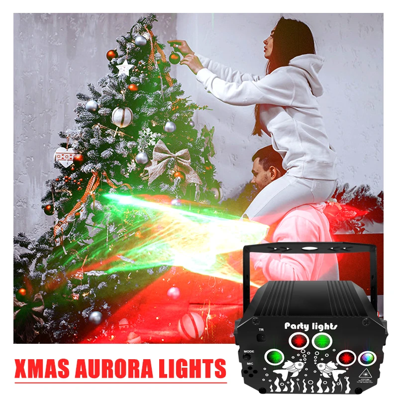 Christmas LED Party Light Patterns Laser Projector Light Voice Strobe Effect Stage Light For Party Show DJ Home KTV Disco Lamps