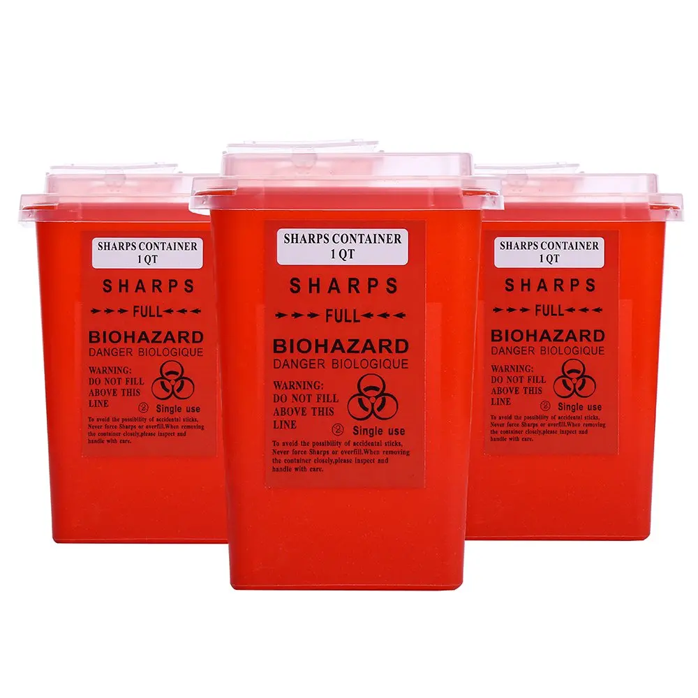 3Pcs Tattoo Sharps Container Red Biohazard Needle Disposal Containers For Tattoo Supplies And Equipment