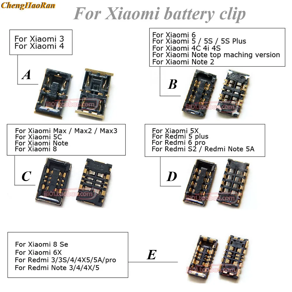 2PCS Inner FPC Connector Battery Clip Battery Contact for Xiaomi 3 4 5 6 5s plus 4c4i4s note2 max max2 max3 5x 5c 8 note redmi 5 battery diy adapter for makita 18v li ion power tool convert for bl1830 bl1840 bl1850 connector power tool accessories