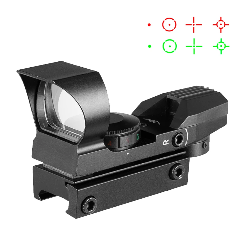 

33mm Lens Tactical Holographic 4 Type Reticle Red/Green Dot Sight Scope 20mm Rifle Optics