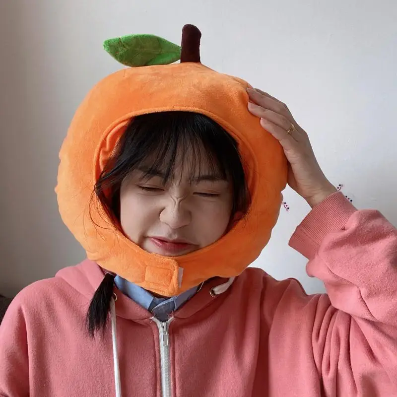 

Japan and South Korea New Ins Girl Heart Cute Creative Simple Fruit Orange Headgear Hat Gift Photo Party Props Friend Spoof Toy