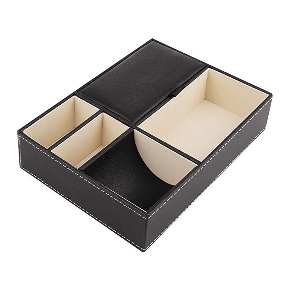 Tray Faux Leather Nightstand Organizer For Men Desk Dresser Top Storage Box Holder Jewelry Keys Phone Wallet Watch Accessories