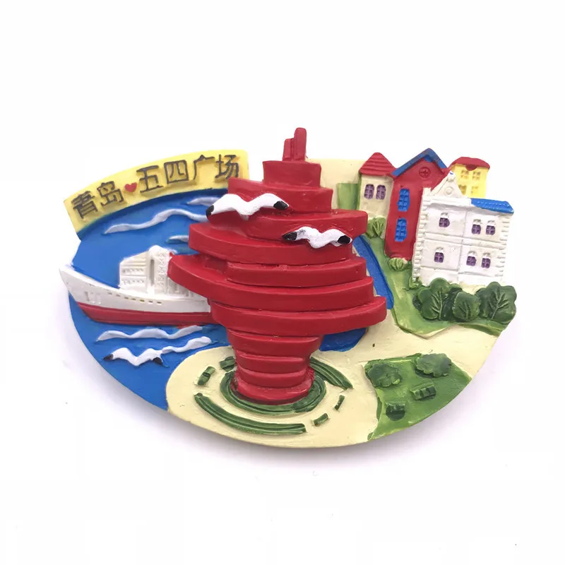 World Tourism Fridge Magnet Souvenir Creative Resin Moscow Russia, Hong Kong, Qingdao, Finland, Japan Stickers for Refrigerator