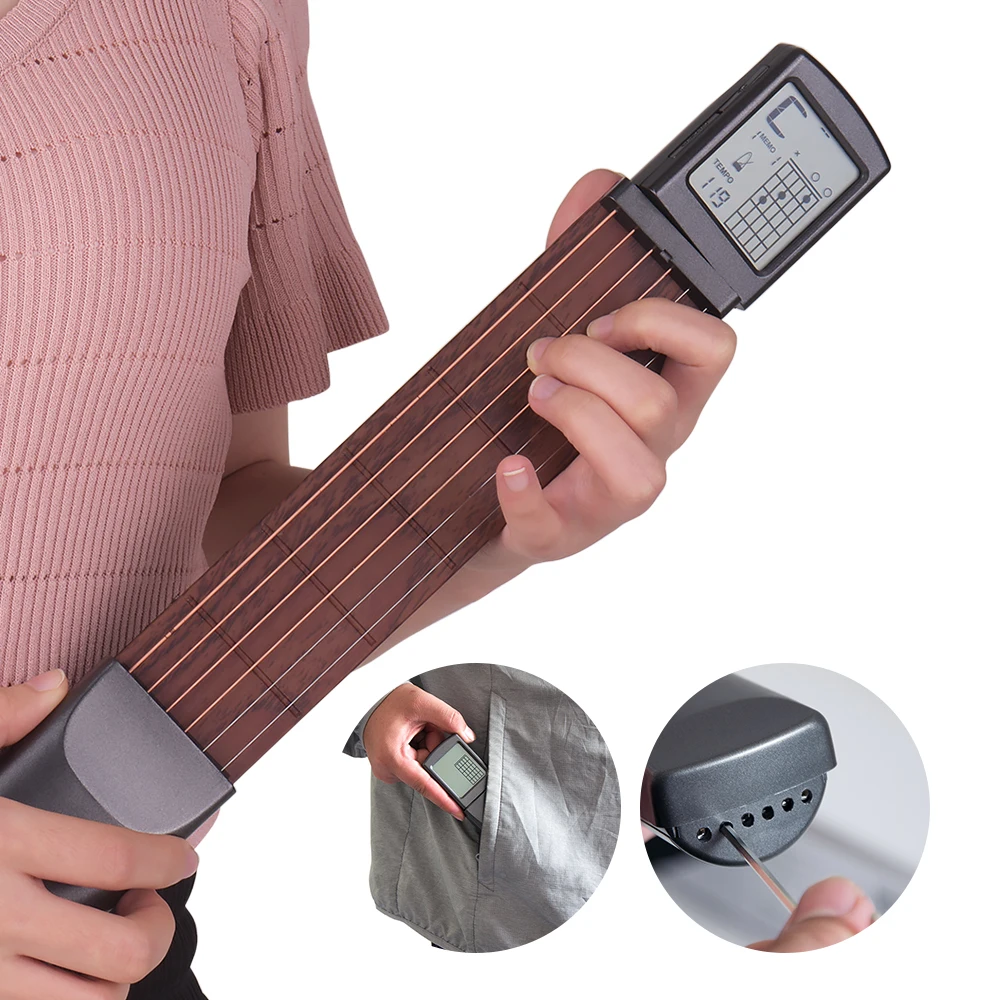 Portable Ukulele Chord Trainer Pocket-Guitar Practice Tool LCD Musical Stringed Instrument Chord Trainer Tools for Beginner Tool