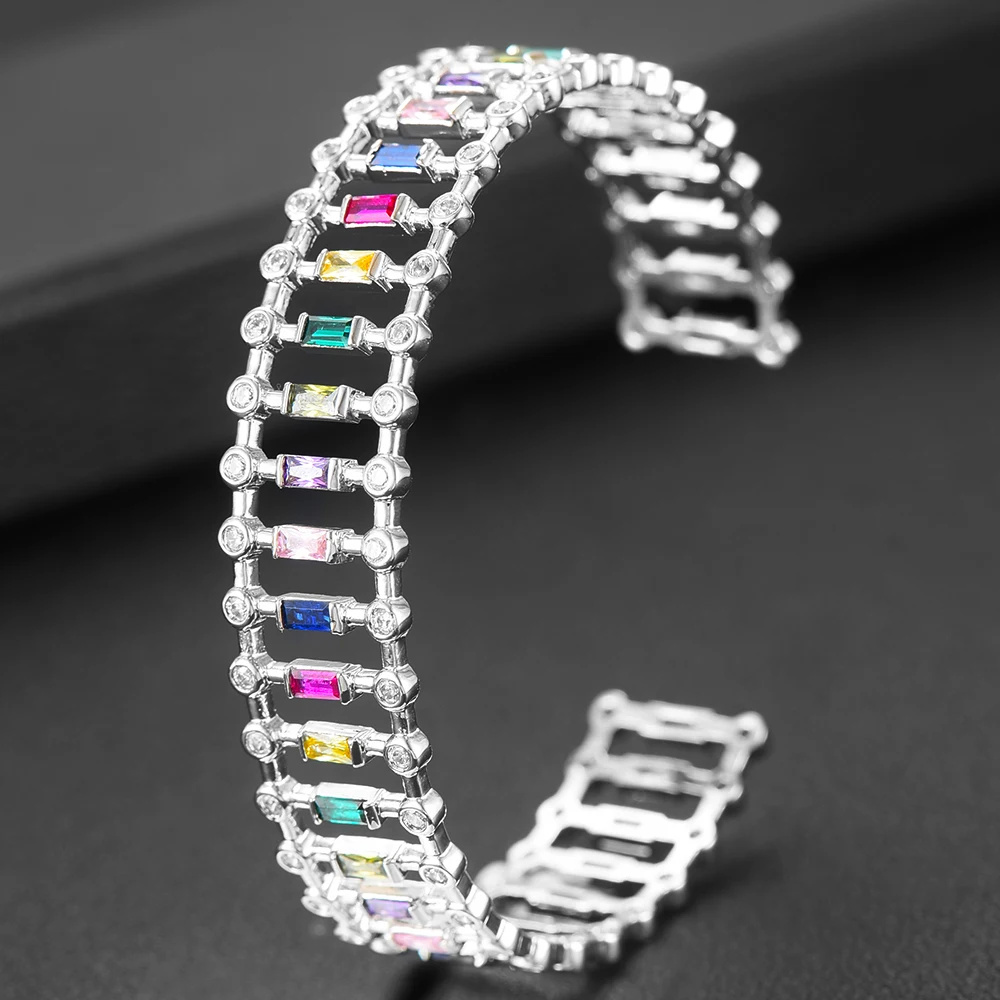 

GODKI Trendy Luxury Stackable Bangle Cuff For Women Wedding Full Cubic Zircon Crystal CZ Dubai Silver Color Party Bracelet 2022