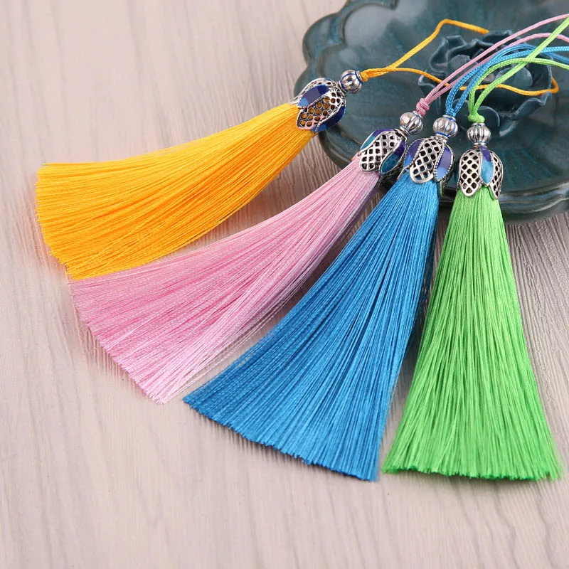 2pcs/lot 17cm Crown Cap Tassels Craft Tassels Silk FringeTassel Key Tassels For Jewelry Making Crafts Designs Decorations