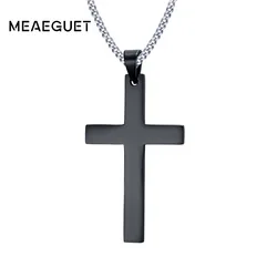 Meaeguet Classic Cross Necklaces For Men Pendant Stainless Steel Black Cruz Necklaces Human Suffering And Hope Symbol 24