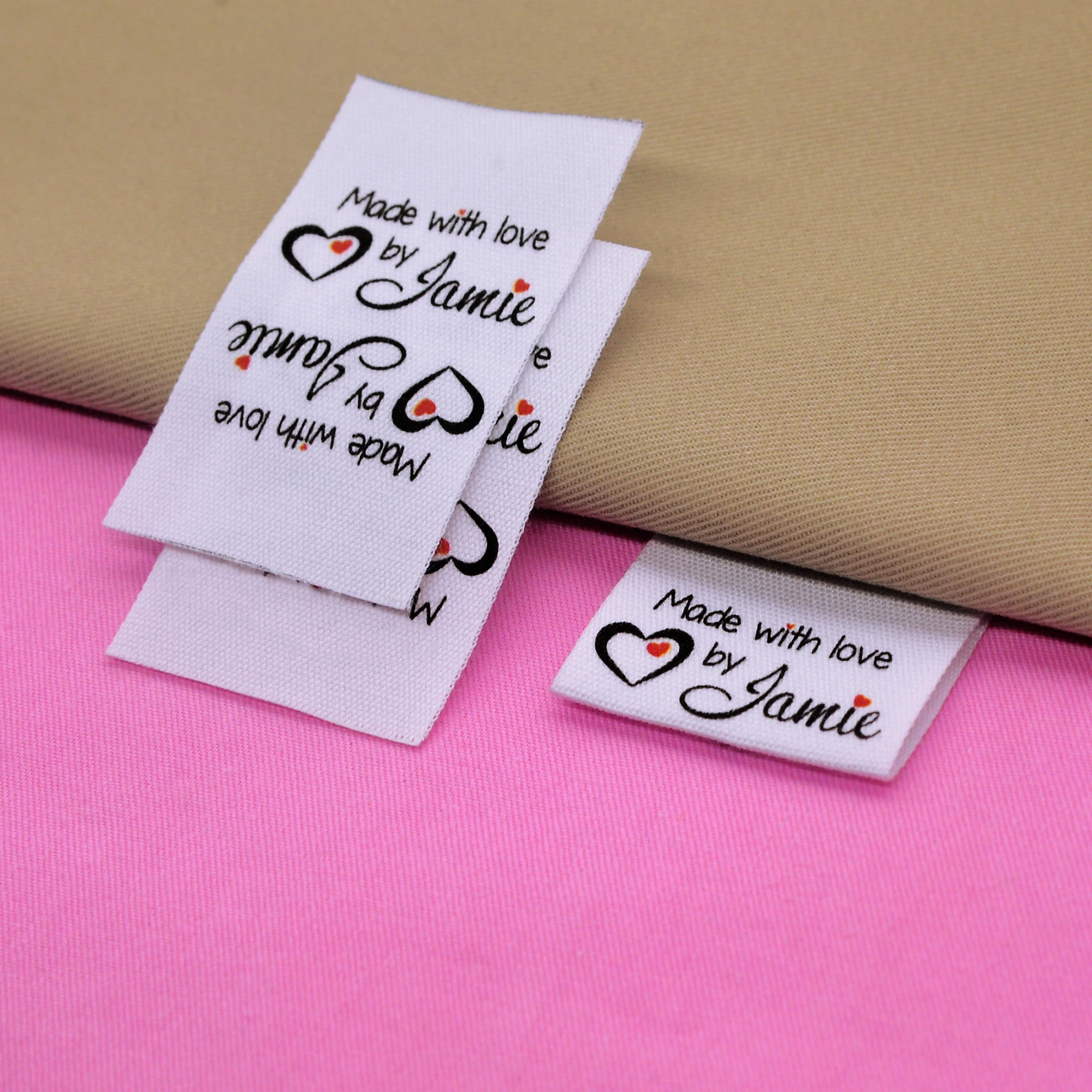 Custom Sewing label, Logo or Text - fold Tags, Personalized Brand , Printing Labels,  sew on label (FR095)