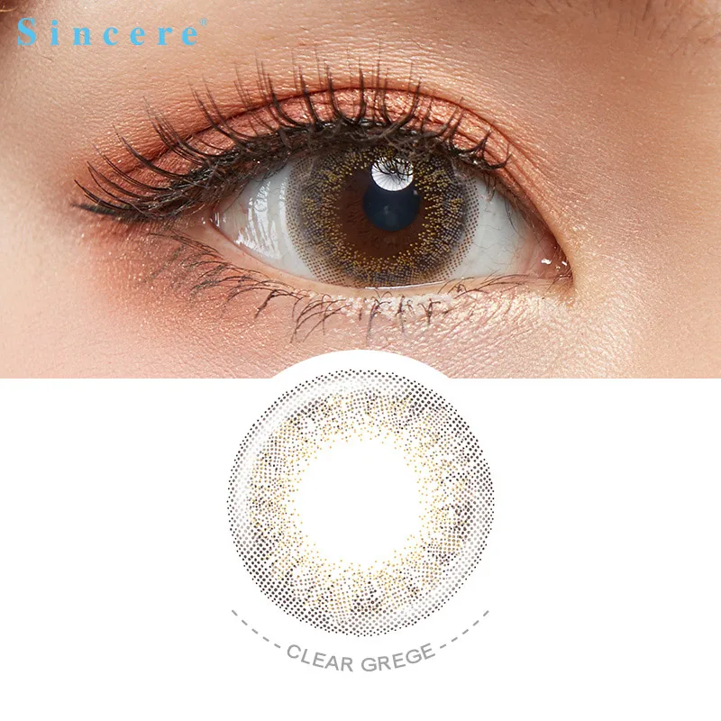 

Sincere vision 1pcs/box Clear Grege contact lens BIG Beautiful Pupil Colored Contact Lenses for eyes yearly Myopia prescription